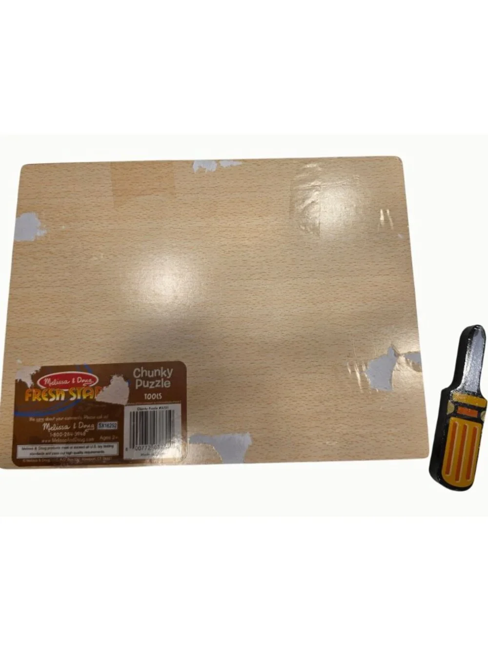 Melissa & Doug Fresh Start Chunky Wooden Tools Puzzle 8 Pc Complete Toddler Toy